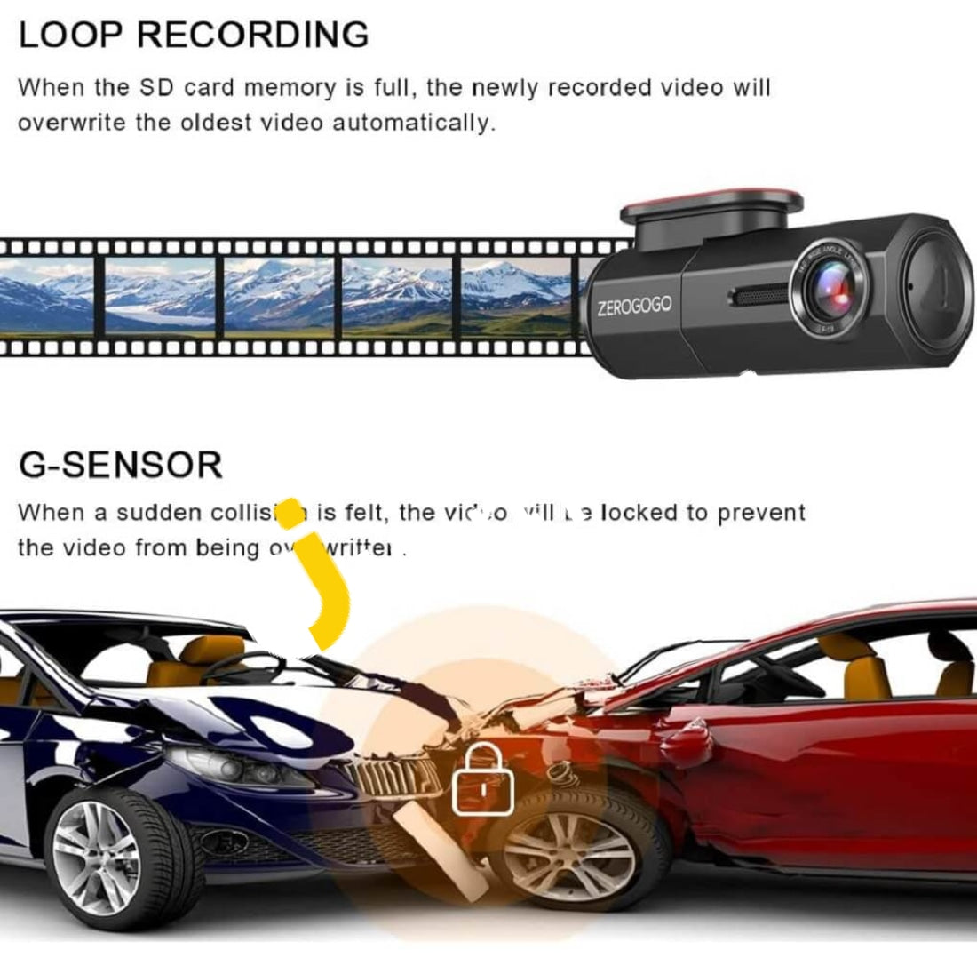 Zerogogo Wifi Wireless Dash Cam Fhd 1080P With Sony Sensor 150° Wide Angle Magnetic Bracket Night