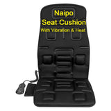 Naipo Portable Seat Cushion with Vibration & Heat, Massage Seat Cover Back Massager, 8 Motor Vibrations & 4 Massage Modes - Imported from UK