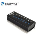 BROWAY 7-Ports USB3.0 Hub, Super Speed Aluminum Alloy Shell Hub - Imported from UK