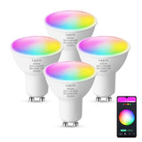 Lepro GU10 Smart RGB Bulb,  4.5W 300LM 2700K Dimmable Colour Changing LED Bulbs Compatible with Alexa & Google Home, Pack of 4  - Imported from UK