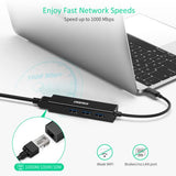 CHOETECH 4-in-1 USB C Hub To RJ45 Ethernet Adapter & 3x USB3.0 - Imported from UK