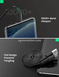 Ugreen 2M USB-A 2.0 to USB-C M - M Cable 18W Flat Type C Fast Charger Cable - Imported from UK