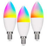 Smart E14 WiFi RGB Candle Bulbs, 5W 2700K-6500K 450LM LED Light Bulbs Compatible with Alexa, Google Home, Pack of 3 - Imported from UK