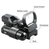 CVLIFE Reflex Sight Red Dot Sight Red Green 4 Reticle Optics with Laser & Pressure Pad Switch for 20mm Rail - Imported from UK