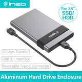 ineo USB 3.1 Gen 2 Type C Aluminum External Hard Drive Enclosure for 2.5" 9.5mm & 7mm SATA HDD SSD - Imported from UK