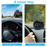 OBD2+GPS Smart Gauge, AP-6 Car HUD Head Up Display, High Definition Speedometer Car Diagnostic Tool Overspeed Fault Alarm for All Vehicles - Imported from UK