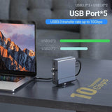 15 in 1 USB-C Docking Station 4K HD Vertical Hub with Triple Monitor 4K Display Dual HDMI + DP 5xUSB 3.0/2.0 PD 3.0