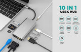 ZMUIPNG USB C Hub Multiport Adapter 10-in-1 Dual Display Docking Station with 4K HDMI, Ethernet, VGA, 100W PD, 3x USB 3.0 Ports, Audio & SD/TF Card Reader - Imported from UK