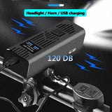 Bicycle Horn Lamp for Night Riding with Double T6 Lamp Beads, IPX4 Waterproof, USB Charging, 360° Rotating Bracket - Imported from UK