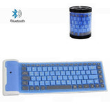 Wireless Bluetooth Keyboard Foldable Roll Up Ultra-thin Waterproof Silent 87 key Soft Silicone Flexible Keyboard for Laptop PC Phone - Imported from UK