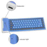 Wireless Bluetooth Keyboard Foldable Roll Up Ultra-thin Waterproof Silent 87 key Soft Silicone Flexible Keyboard for Laptop PC Phone - Imported from UK