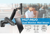 HUANUO Dual Monitor Wall Mount for 17-32" Screens, Gas Spring Monitor Arm Bracket for 2 Monitors Each Holds Up to 17.6lbs with Tilt Rotate Swivel, VESA 75/100mm - Imported from UK