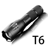 T6 3000 Lumens Powerful LED Flashlight, Super Bright Aluminum Alloy Telescopic Zoomable Tactical Military LED Flashlight / Torch Lamp Light - Imported from UK