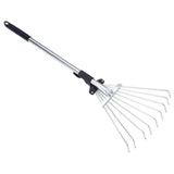 Garden 9-Teeth Leaf/Grass/Weed Rake, Telescopic Adjustable Retractable Metal Gardening Leaves Rake with Ergonomic Handle for Outdoor Patio Lawn Yard Cleaning (Container Product Without Box) - Imported from UK