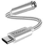 iNassen USB C to 3.5mm Headphone Adapter, Type USB-C to 3.5mm Aux Audio Dongle, 384khz-32bit High Resolution DAC Cable - Silver - Imported from UK