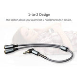 Rock 3.5mm Audio Cable Y Splitter, Gold Plated Audio Male to 2 Female Headset Splitter Cable - Imported from UK