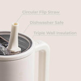 HydroJug 32 oz Traveler Tumbler, Water Bottle with Handle & Flip Straw, Leak Resistant Tumbler-Reusable Insulated Stainless Steel & Rubber Base, Fits in Cup Holder - Imported from UK