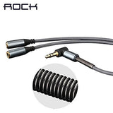 Rock 3.5mm Audio Cable Y Splitter, Gold Plated Audio Male to 2 Female Headset Splitter Cable - Imported from UK