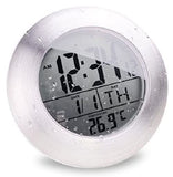 Emate Water Resistant LCD Bathroom Shower Clock Waterproof Digital Displays Time Date Week & Temperature with 4 Suction Cups Hanging Hole Aluminum Finish - Imported from UK