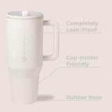HydroJug 32 oz Traveler Tumbler, Water Bottle with Handle & Flip Straw, Leak Resistant Tumbler-Reusable Insulated Stainless Steel & Rubber Base, Fits in Cup Holder - Imported from UK