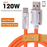 Super Fast Type C Charging Cable, 1m 120W 6A Type-C  Liquid Silicone Cable, Aluminum Alloy Interface with LED (Red) - Imported from UK