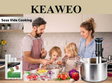 KEAWEO Stainless Steel Sous Vide, 1100W Thermal Immersion Circulator Water Bath, Ultra-Quiet, Accurate Temperature, Time Control & Menu Function Slow Cooker - Imported from UK
