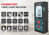 HANMATEK LM50 Laser Measuring Device, 165ft/50m Laser Distance Meter with 2 Bubble Levels, Large Backlit LCD - Imported from UK