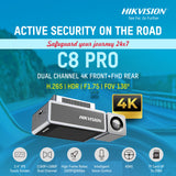Hikvision C8 4K Dashcam Wide-angle Lens Built-in Microphone & Speaker WiFi GPS G-Sensor App Control Voice Recognition Up To 256GB ADAS Features - Imported from UK