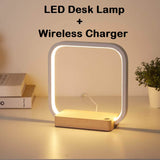 LED Desk Lamp with Wireless Charger, Touch Control Dimmable Eye-Caring Bedside Night Light - Imported from UK