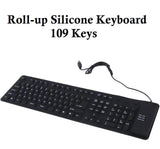 Techson Roll-up Silicone Keyboard, 109 Keys Portable Waterproof Foldable Silent Keyboard with USB 2.0 for PC Notebook Laptop - Imported from UK