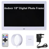 Andoer 10" Wide LCD Screen Digital Photo Frame with Remote Control 1024 x 600 High Resolution Electronic Album with MP3 MP4 Video Player Clock Calendar Function - Imported from UK