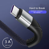 USB A to USB C 3M Cable Nylon Braided Type C Fast Charging Cable - Imported from UK