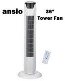 ANSIO 36" Tower Fan with Remote For Home & Office, 7 Hour Timer, 3 Speed & 3 Wind Modes Oscillating Fan - Imported from UK