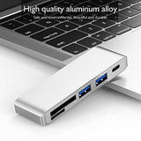 QGT 5-in-1 USB-C HUB, Type-C to 2 USB 3.0 + USB-C Interfaces HUB Adapter with Micro SD/TF Card Slots - Imported from UK