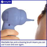 Easylife Battery Powered Ear Cleaner with 4 Washable Silicone Tips & Brush, Safely Remove Earwax & Impurities (Pack of 2) - Imported from UK