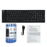 Wireless BT Foldable Silicone Keyboard 108 Keys Portable Waterproof Mini Keyboard Full Sealing Design Silent Typing Roll-up Keyboard - Imported from UK