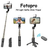 Fotopro Fill Light Selfie Stick Tripod, 4-in-1 Bluetooth 360° Rotation Phone Stand Holder, Compatible with iOS & Android Smartphone - Imported from UK