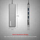 Lenovo 5-in-1 USB C Hub, USB Type-C Adapter with 3x USB 3.0 Ports SD/TF Card Reader, Compatible For USB C Devices - Imported from UK