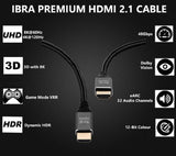 IBRA 2.1 HDMI Cable 8K Ultra High-Speed 48Gbps Lead Supports 8K/4K 4320p 1M - Imported from UK