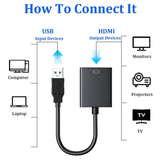 RayCue USB to HDMI Adapter, USB 3.0/2.0 to HDMI 1080P Video Graphics Converter with Audio for PC, Laptop, HDTV Projector Compatible with Windows XP 7/8/8.1/10 - Imported from UK