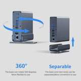 15 in 1 USB-C Docking Station 4K HD Vertical Hub with Triple Monitor 4K Display, Dual HDMI+DP, 5xUSB 3.0/2.0, PD 3.0, RJ45, SD/TF 3.0, 3.5 Audio  - Imported from UK