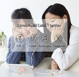 Rock 3.5mm Audio Cable Y Splitter, Gold Plated Audio Male to 2 Female Headset Splitter Cable - Imported from UK