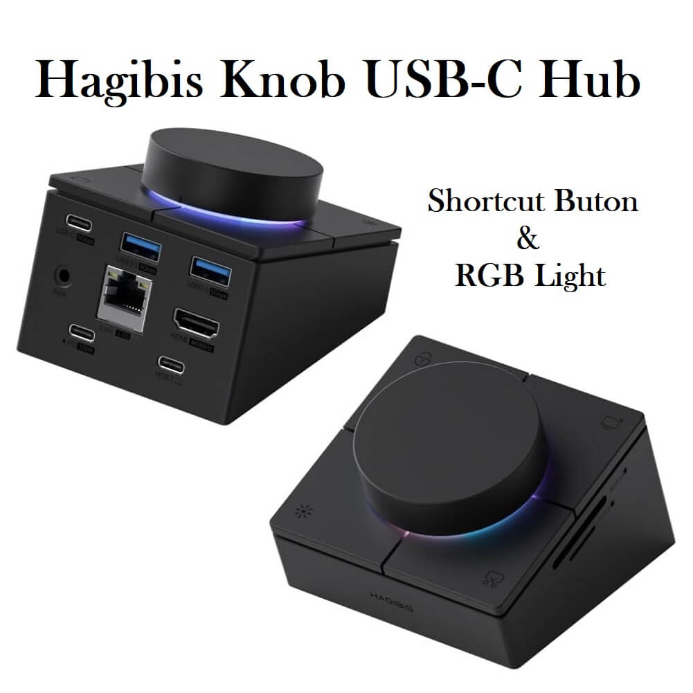 Hagibis Knob USB C Hub With Shortcut Buttons, RGB Type-C Docking Stati ...