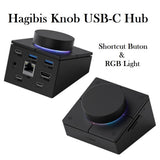 Hagibis Knob USB C Hub With Shortcut Buttons, RGB Type-C Docking Station With 4K@60Hz HDMI, 100W PD, 5Gbps USB-C, 2 USB3.0, 2.5G RJ45, AUX, SD3.0, Micro SD3.0