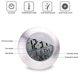 Emate Water Resistant LCD Bathroom Shower Clock Waterproof Digital Displays Time Date Week & Temperature with 4 Suction Cups Hanging Hole Aluminum Finish - Imported from UK