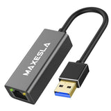 MAXESLA USB 3.0 to Gigabit Ethernet Adapter – Plug & Play High-Speed Wired Network Converter for Laptop, MacBook & PC