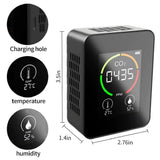 Air Quality Meter with Colorful LCD Display, 3-in-1 Carbon Dioxide Detector with Temperature, Humidity for Home Office Car (Container Product Without Box) - Imported from UK