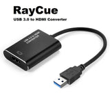 RayCue USB 3.0 to HDMI Adapter Full HD 1080P USB to HDMI Video Converter Cable with Audio Output for Multiple Monitors, Compatible with Windows XP 7/8/8.1/10 - Imported from UK