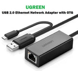 Ugreen USB 2.0 Adapter With Integrated OTG to LAN 10/100MBPS - Imported from UK