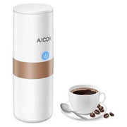 AICOK 2 in 1 Rechargeable Espresso Machine, Lightweight Perfect Automatic Capsule Portable Coffee Maker with Reusable Cup Filter, Self-Cleaning Function, Car Lighter (Stainless Steel) - Imported from UK